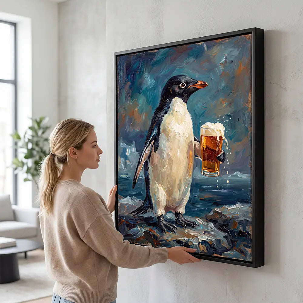 Penguin Drinking Beer