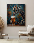 Giraffe Drinking Beer