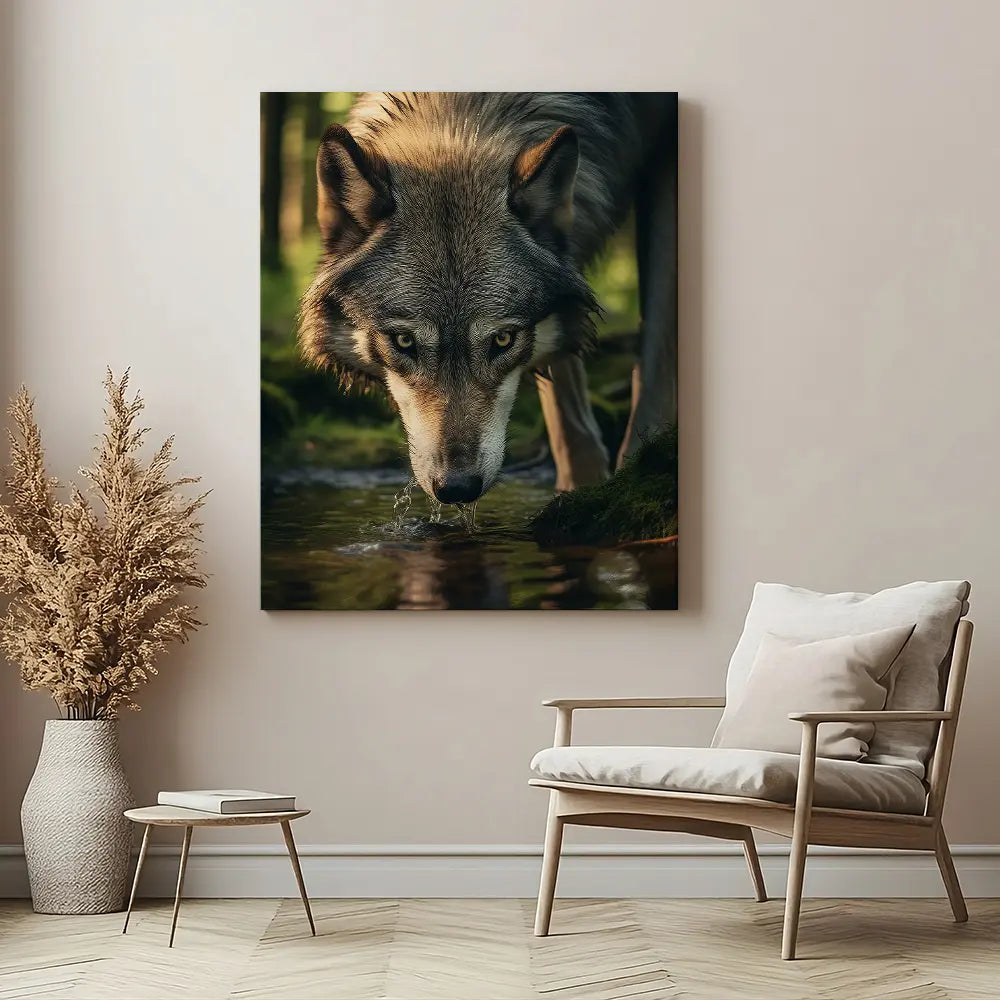 Wolf Drinking Water