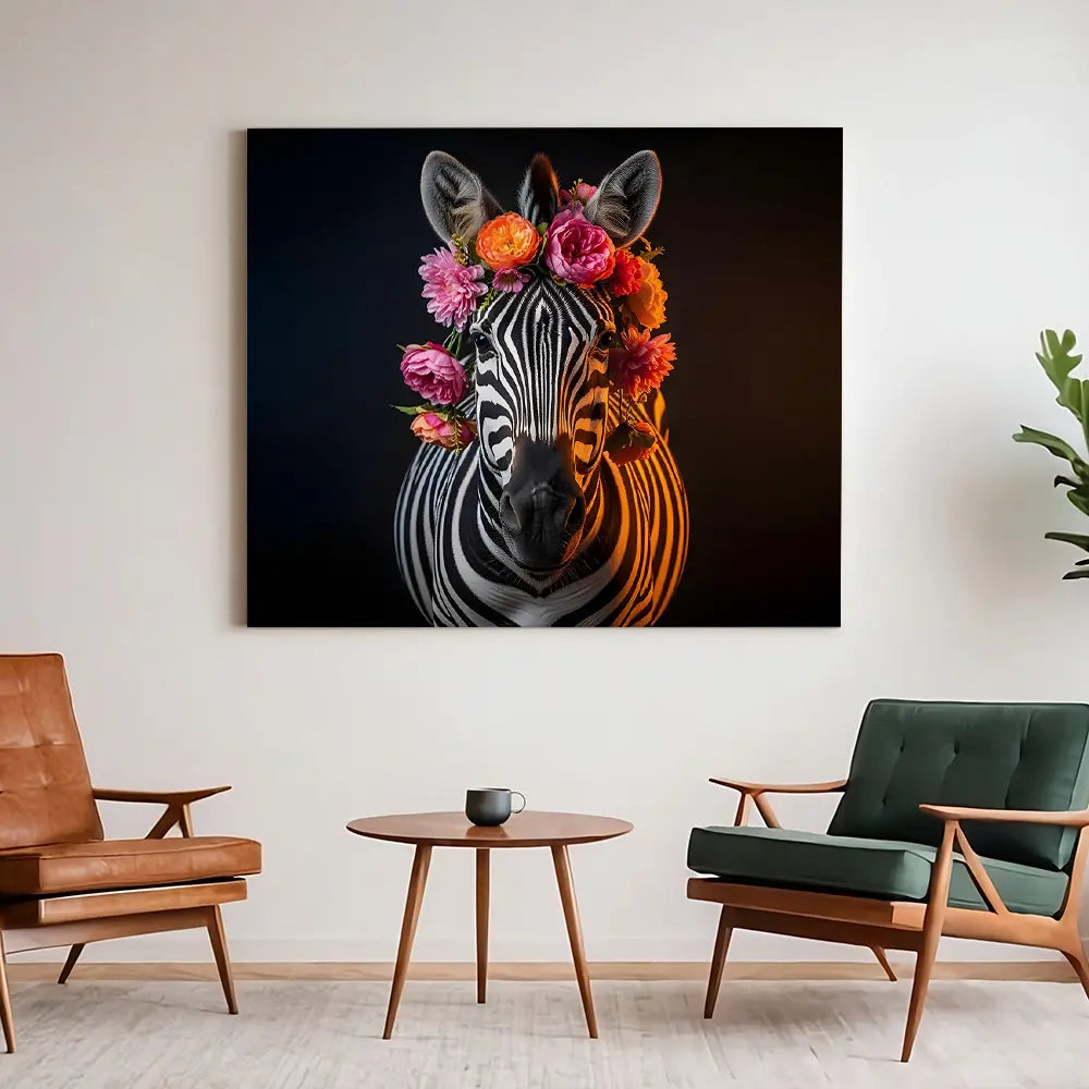 Zebra Flowers Wreath