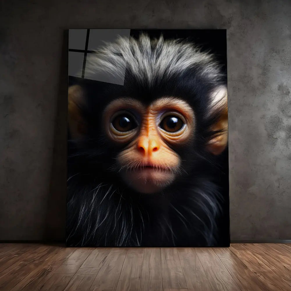 Baby Colobus Monkey Black Portrait
