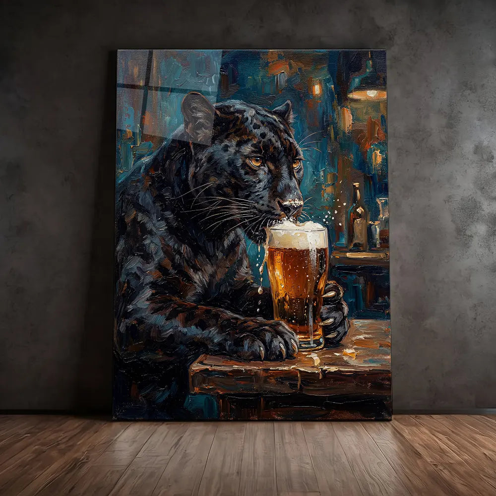 Black Panther Drinking Beer