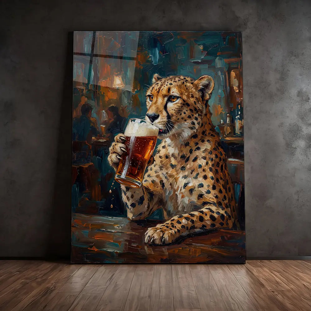 Cheetah Drinking Beer