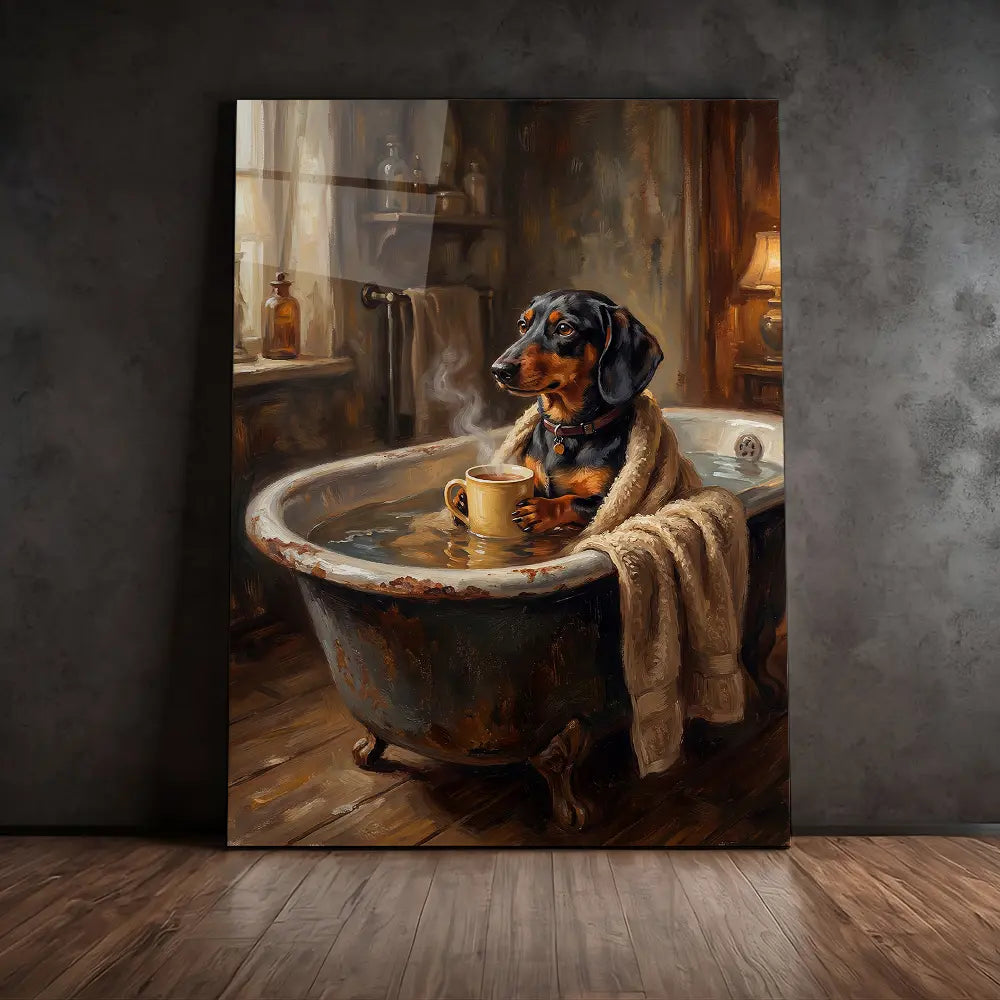Dog In Bath Chilling
