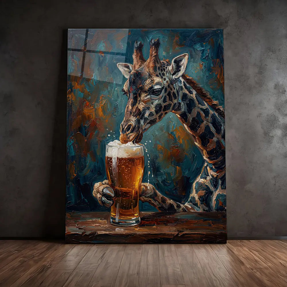 Giraffe Drinking Beer