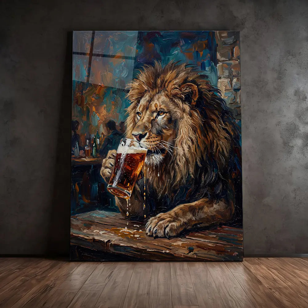 Lion Drinking Beer