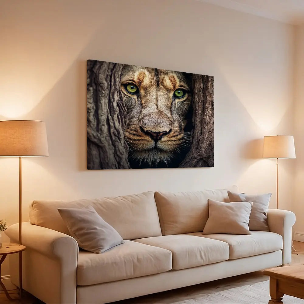 Lion Hiding Tree Horizontal