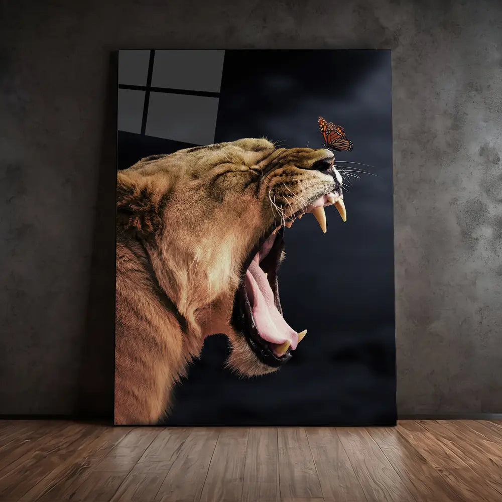 Lioness Annoying Butterfly