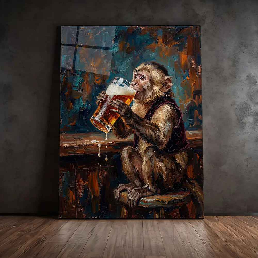 Monkey Drinking Beer