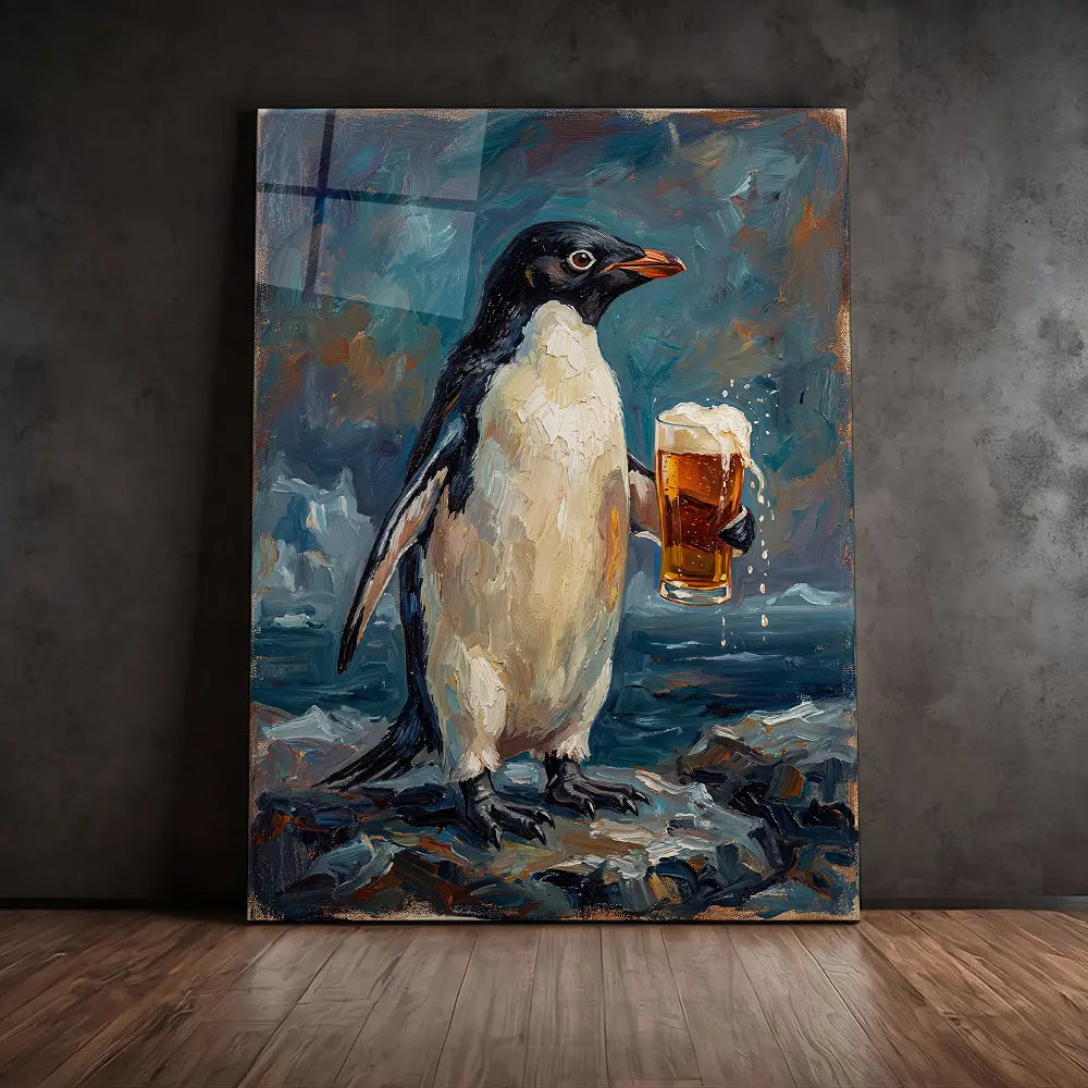 Penguin Drinking Beer