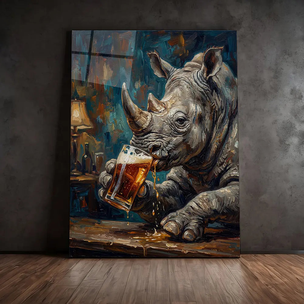 Rhino Drinking Beer
