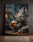 Rhino Drinking Beer