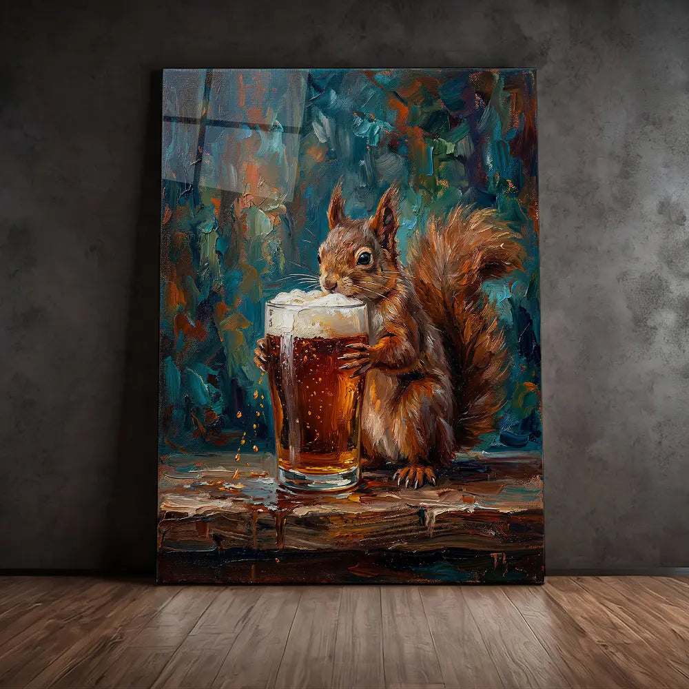 Squirrel Drinking Beer