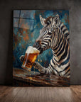 Zebra Drinking Beer