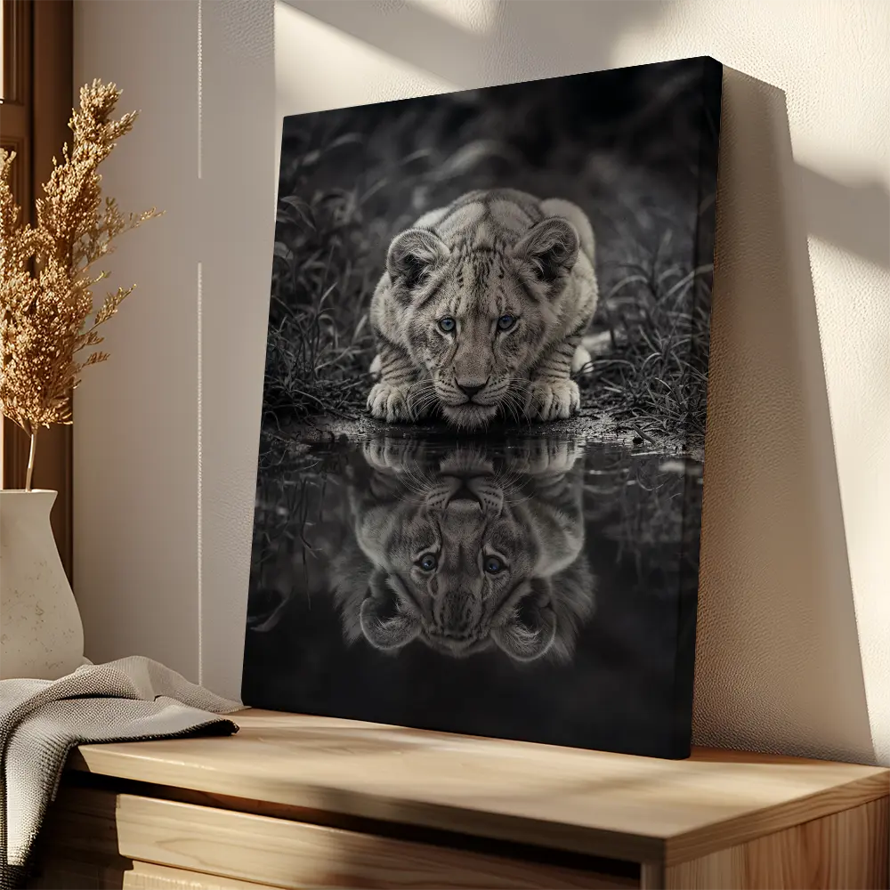 Black And White Lion Cub