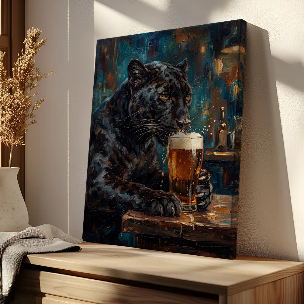 Black Panther Drinking Beer