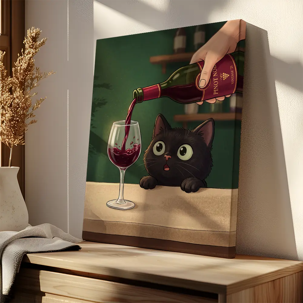Cat Watching Wine