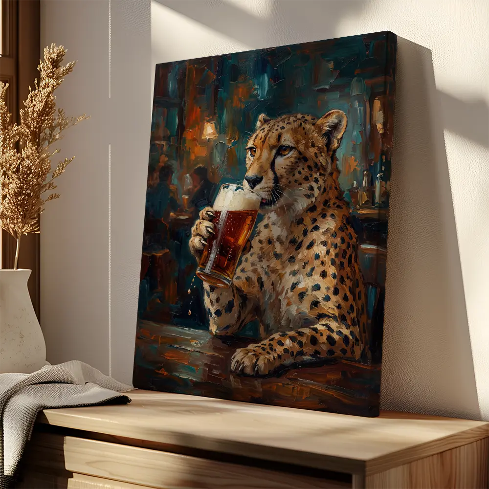Cheetah Drinking Beer