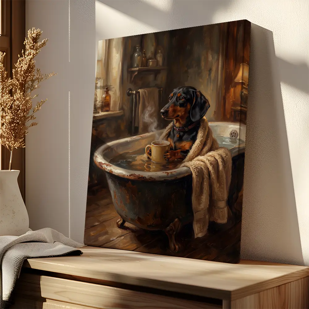 Dog In Bath Chilling