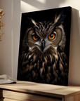 Earasian Eagle Owl Black Portrait