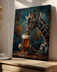 Giraffe Drinking Beer