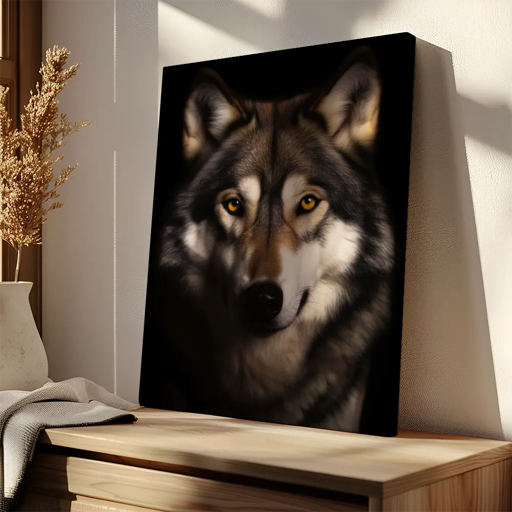 Gray Wolf Black Portrait