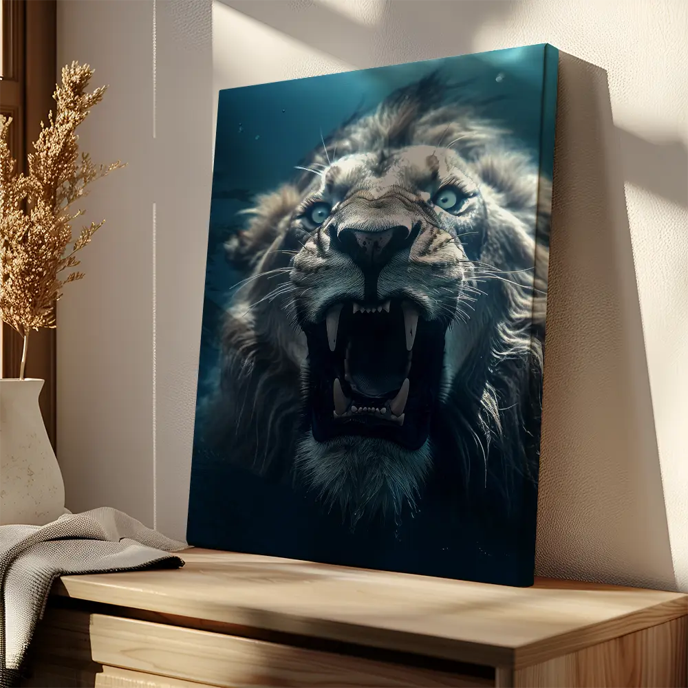 Lion Close Up Swimming
