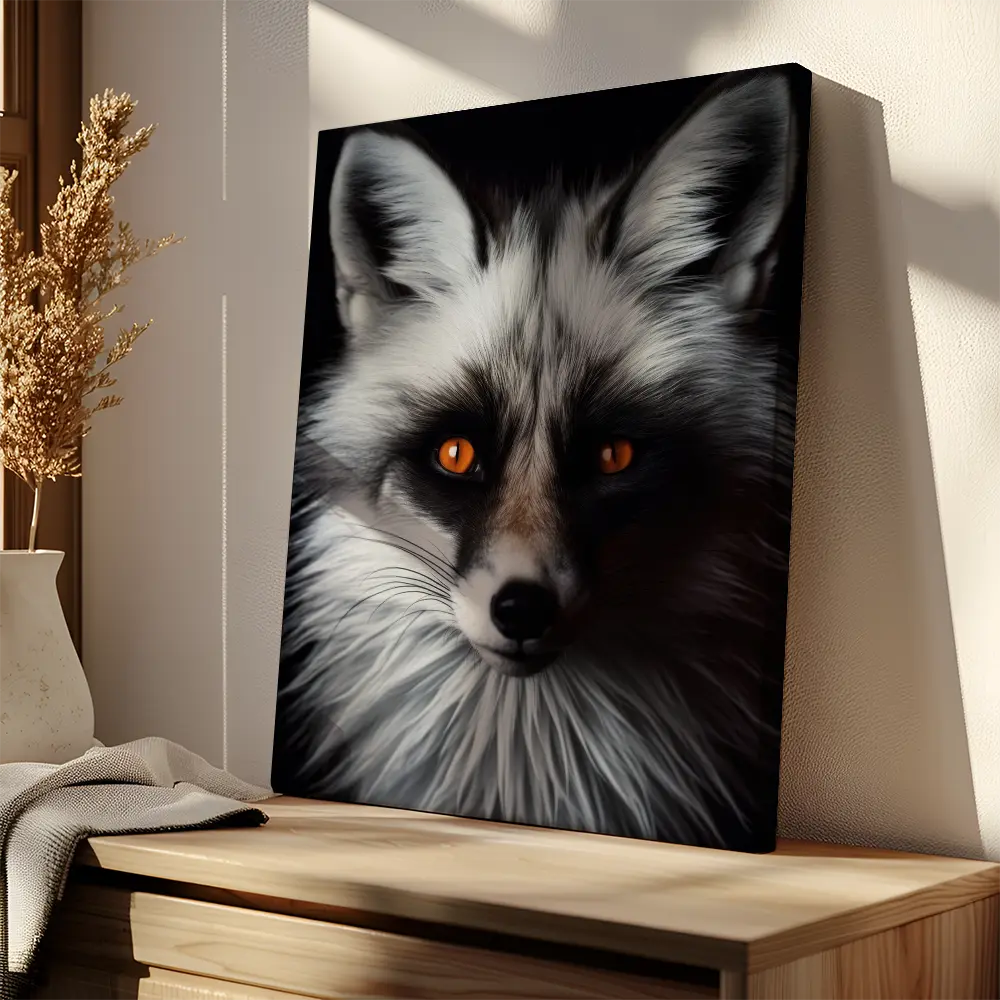 Marble Fox Black Portrait