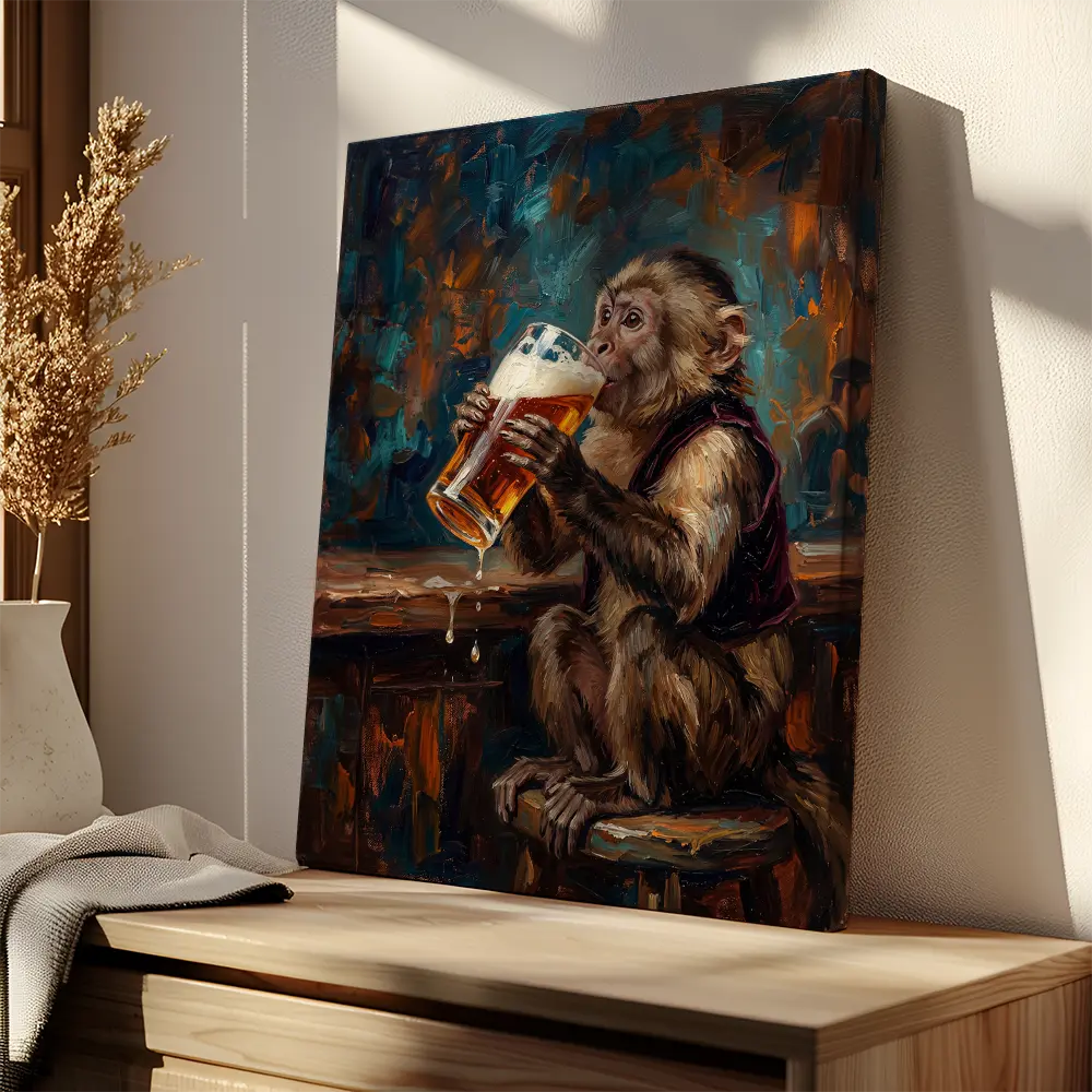 Monkey Drinking Beer