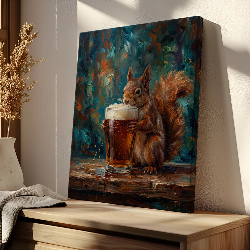 Squirrel Drinking Beer