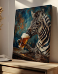 Zebra Drinking Beer