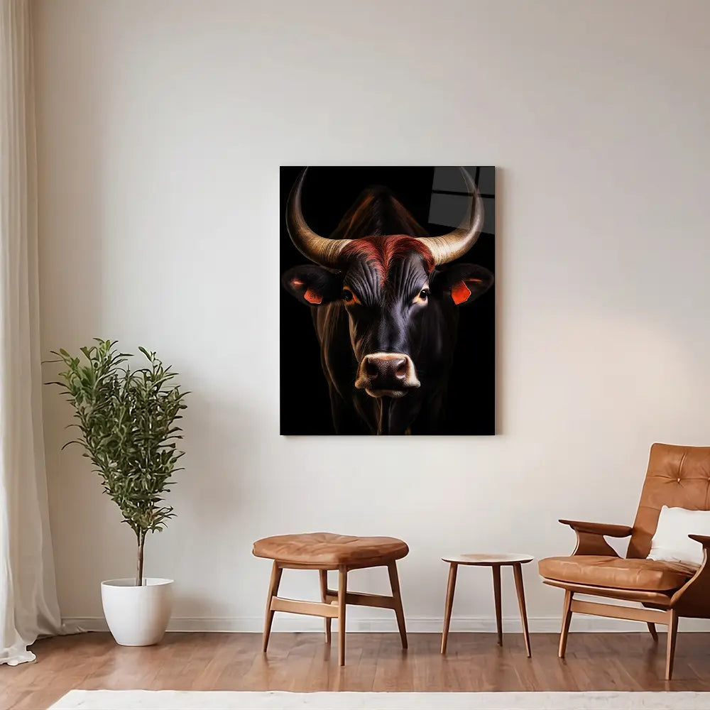 Bull Black Portrait