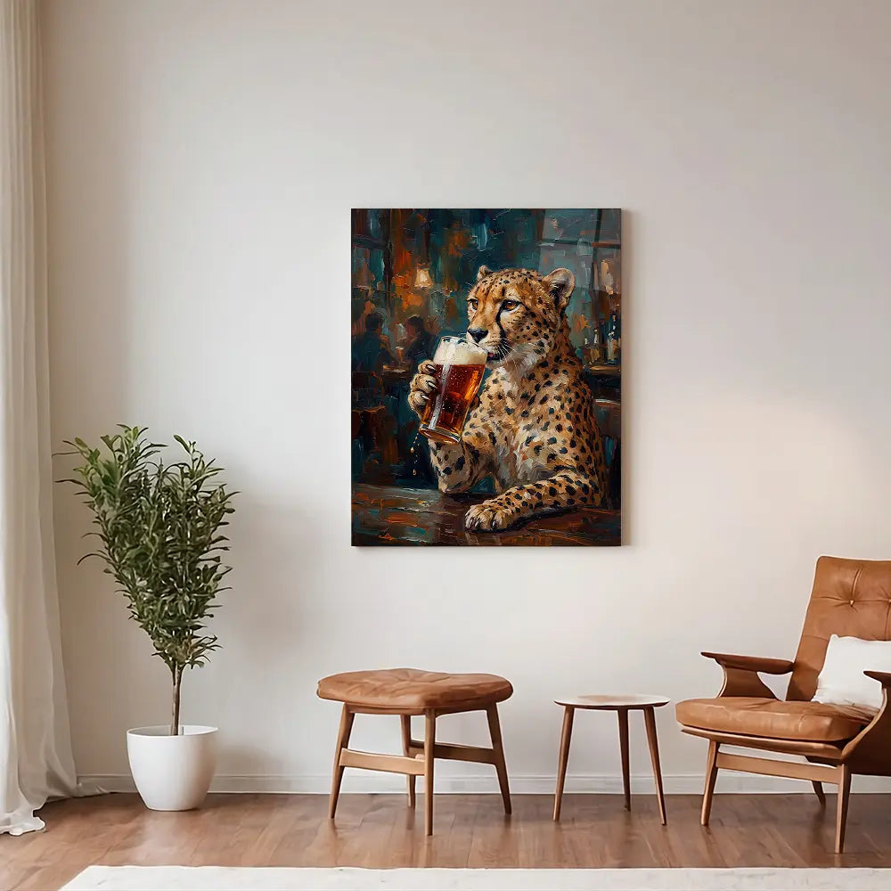Cheetah Drinking Beer