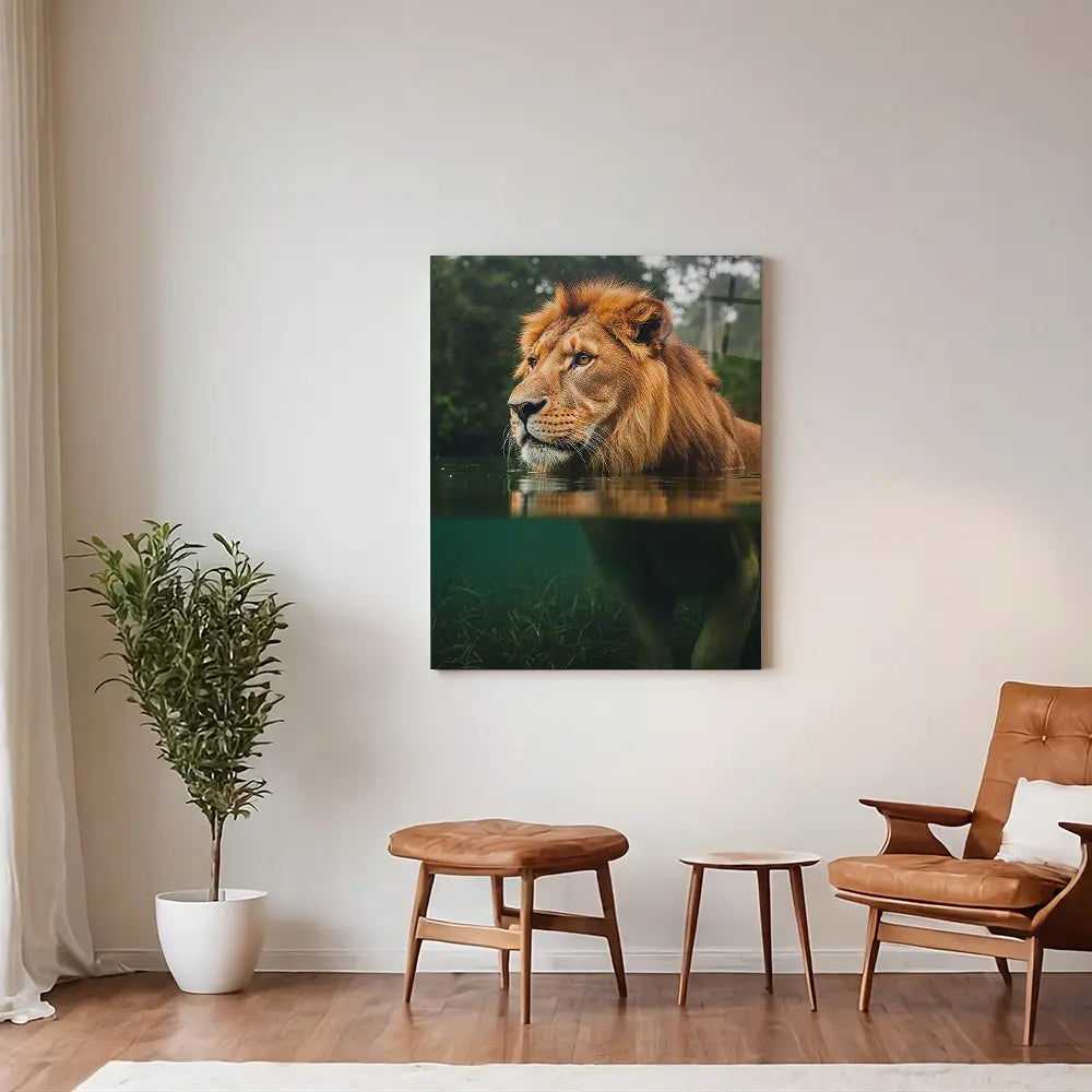 Lion In River