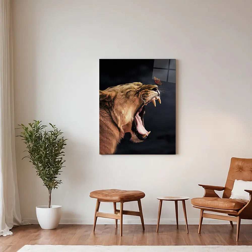 Lioness Annoying Butterfly