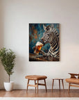 Zebra Drinking Beer