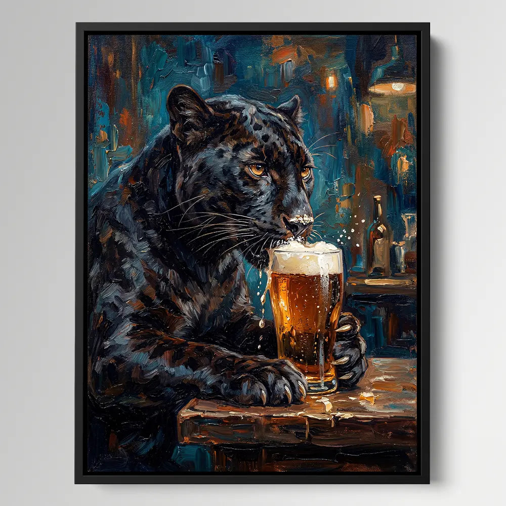 Black Panther Drinking Beer
