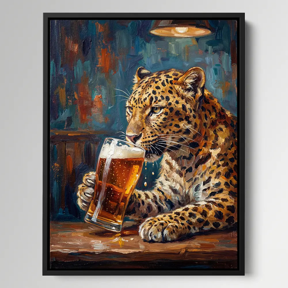Leopard Drinking Beer