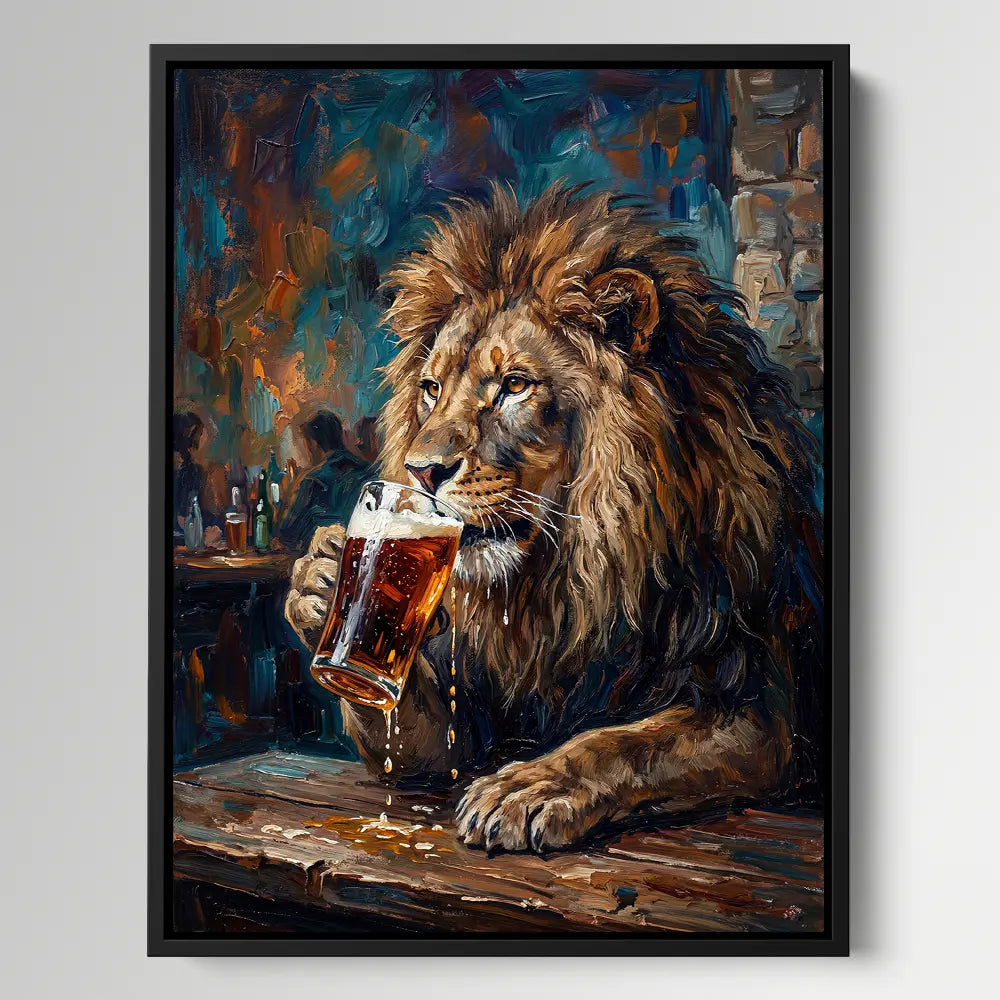 Lion Drinking Beer