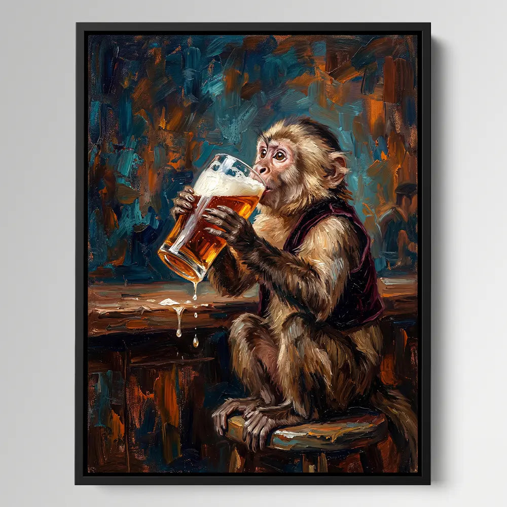 Monkey Drinking Beer