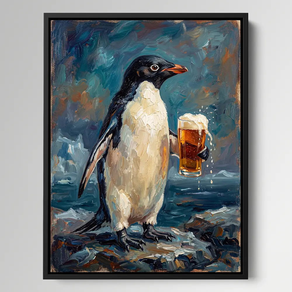 Penguin Drinking Beer