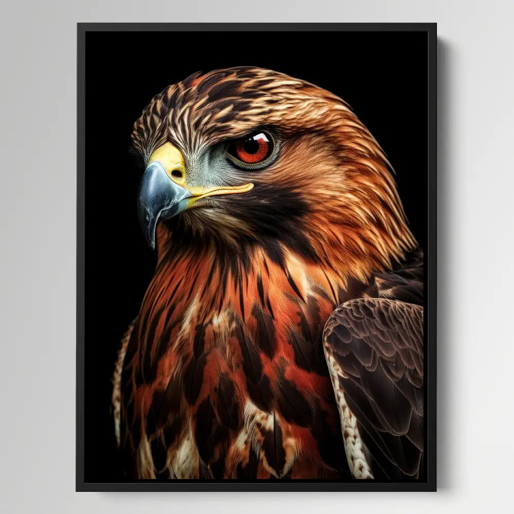 Red Tailed Hawk Black Portrait