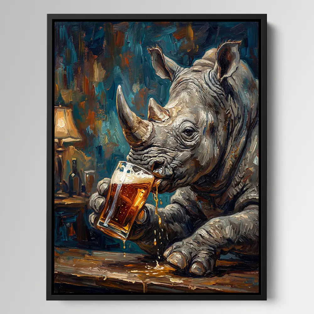 Rhino Drinking Beer
