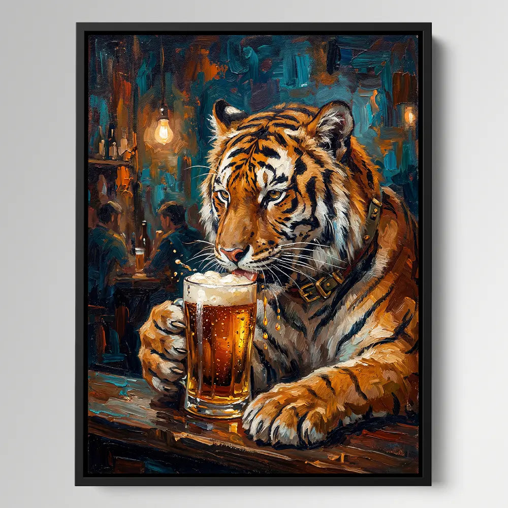 Tiger Drinking Beer