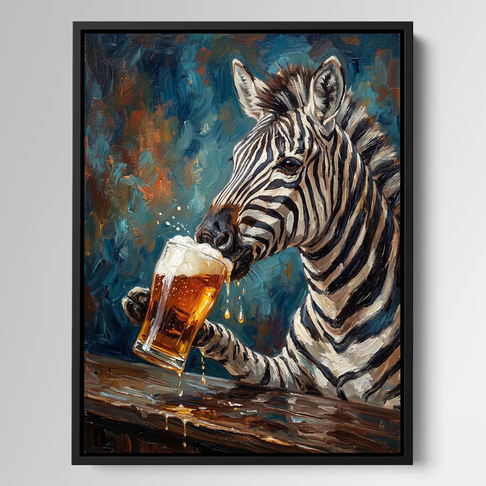 Zebra Drinking Beer