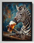 Zebra Drinking Beer